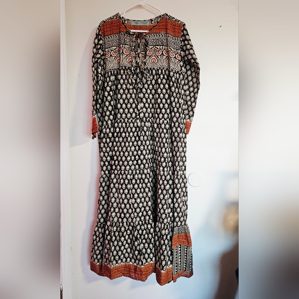 Bebindaas Boho Praisley Print Maxi Cotton